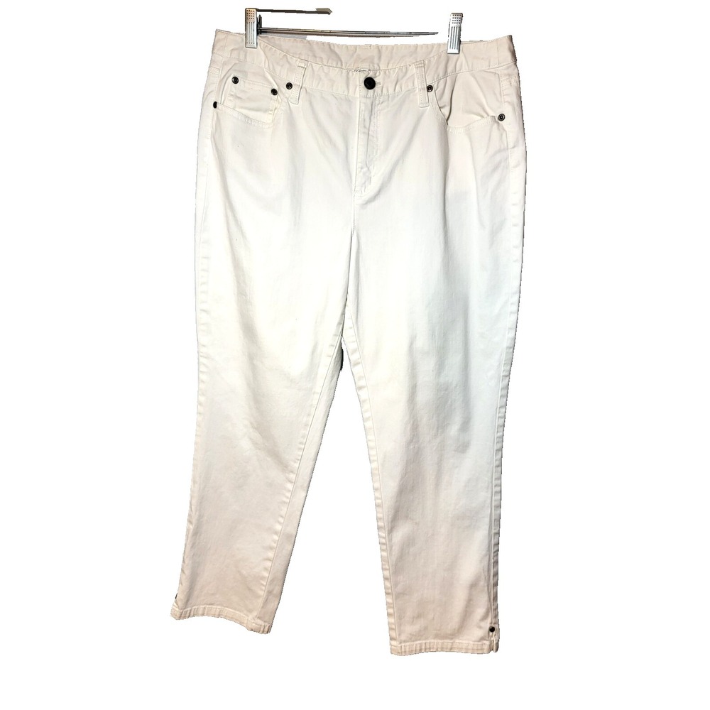 Talbots White‎ Ankle Straight Stretch Cotton Blend 5 Pocket Jean Size 14